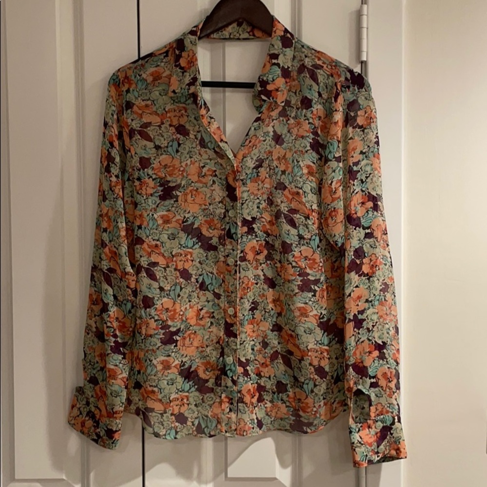 Shear button-up top